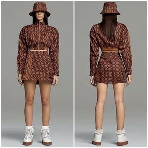 Adidas x Ivy Park Monogram Mini Skirt Brown Utility Size XS
